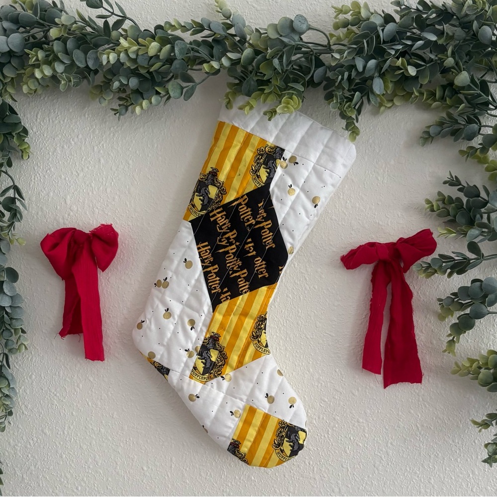 Harry Potter Hufflepuff Yellow and Black Quilted Christmas Stocking